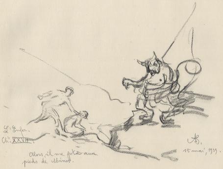 Schets van de kunstenaar Armand Jamar, de hel