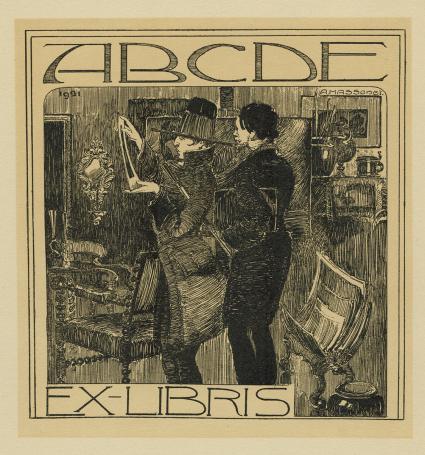 Belgische graficus Armand Massonet  met een litho