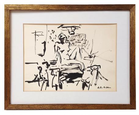 Gesigneerde tekening van de Belgische kunstenaar Albert De Deken