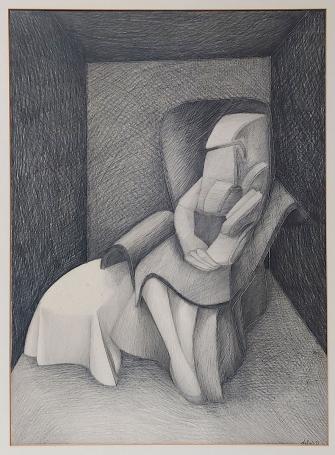 Abstracte tekening van Albert Debois kopen