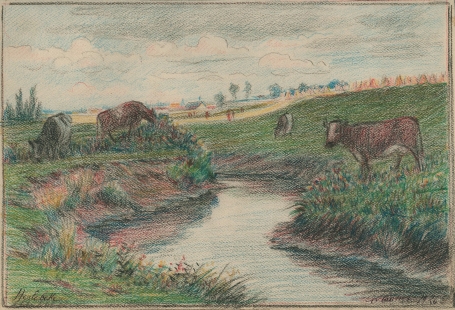 Landschapje getekend door Albert Caullet in 1920