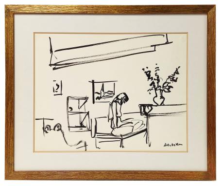 Gesigneerde tekening van de Belgische kunstenaar Albert De Deken