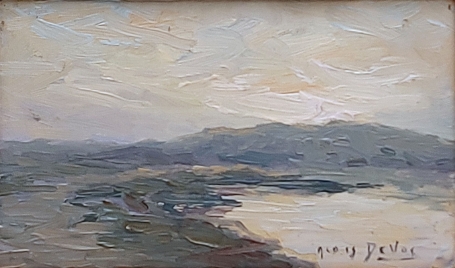 de Belgische schilder Albert De Vos met een schilderij