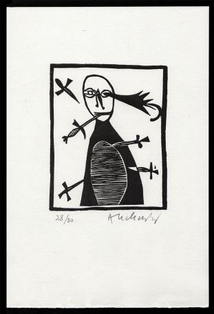 Linosnede uit 2001 van Pierre Alechinsky kopen