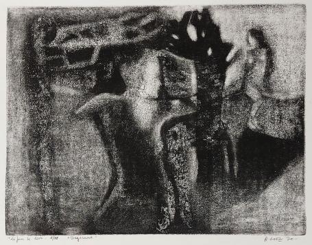 Genummerde ets van de Belgische etser A. Goezu