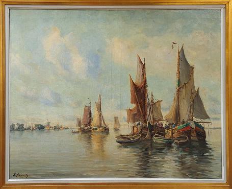 Henri Arden met een groot schilderij