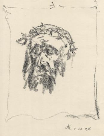 Houtskooltekening van de kunstenaar Armand Jamar