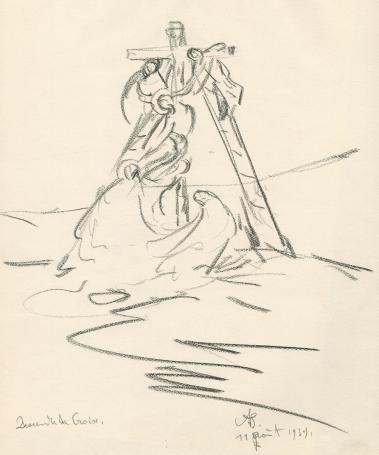 Houtskooltekening van de kunstenaar Armand Jamar