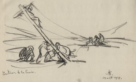 Houtskooltekening van de kunstenaar Armand Jamar