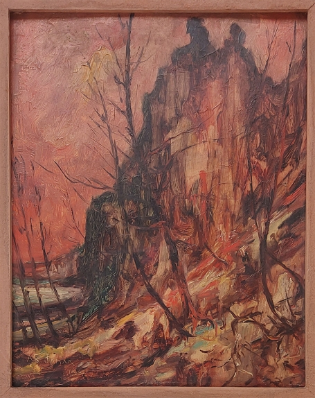 Een landschapsgezicht van de kunstschilder Armand Jamar