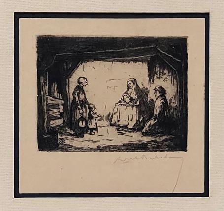 Belgische etser Dirk Baksteen met een kleine ets