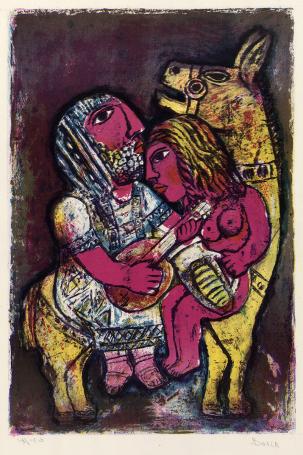 Peggie “Batia” Lowenberg met een zeefdruk