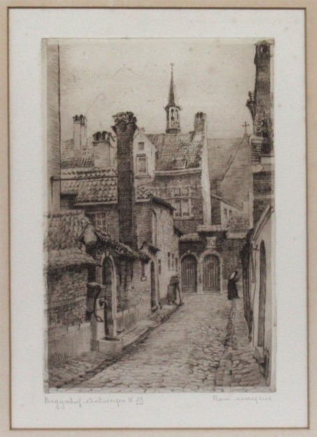 Belgische etser Romain Malfliet met een ets