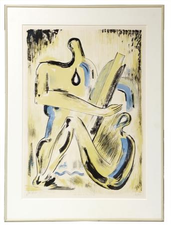 Grote litho van de Belgische kunstenaar Jean Bilquin