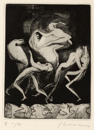 Belgische etser Jacques Boonen met een ets