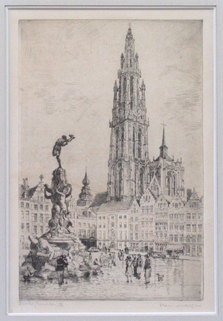 Belgische etser Romain Malfliet met een ets