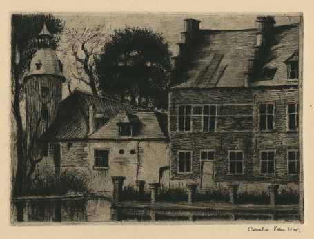 Ets van kunstschilder uit Brussel Carlo Van Her