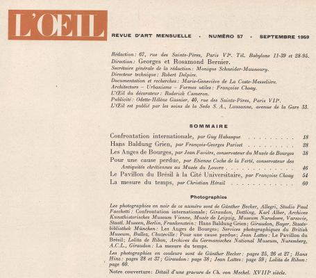 Revue L'Oeil, 1959 numéro 57