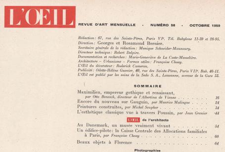 Revue L'Oeil, 1959 numéro 58