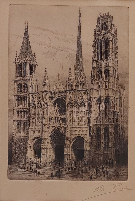 Ets van de Franse kunstenaar Charles Pinet Kathedraal van Rouen