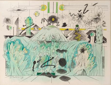Tekening van Jacques Chemay, gemengde techniek