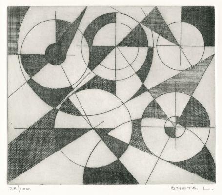 Een gesigneerde abstracte ets van Léon Smets