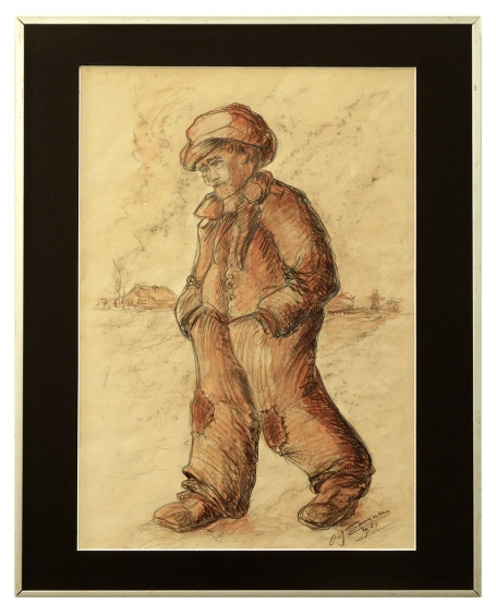 Tekening  van een vagebondvan Cornelis Johannes Snoeijerbosch uit 1931