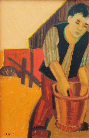 Belgische kunstschilder Marcel Cockx met een expressief schilderij