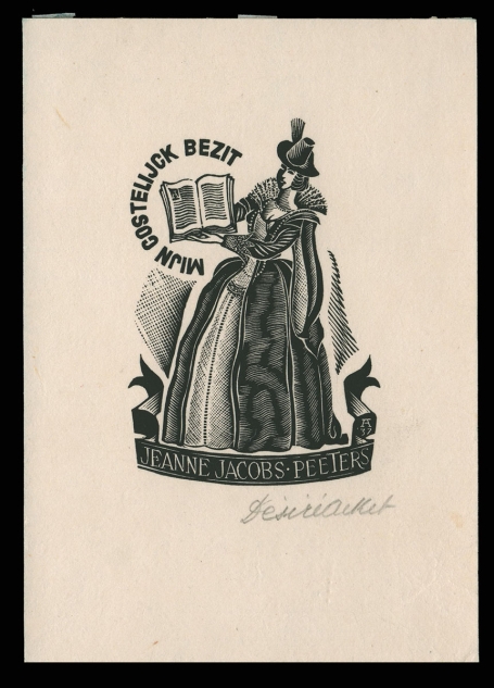 Een ex Libris Désiré Acket voor Jeanne Jacobs Peeters