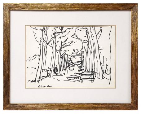 Gesigneerde tekening van de Belgische kunstenaar Albert De Deken