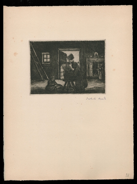 Ets \"De wasvrouw\" van Jacob Smits