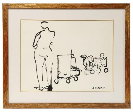 Gesigneerde schets van de Belgische kunstenaar Albert De Deken