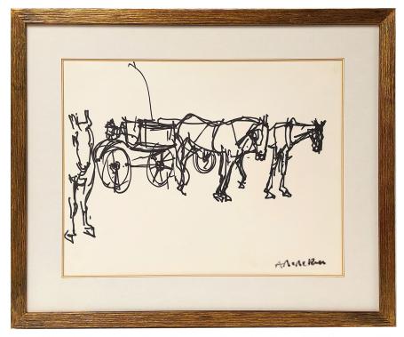 Gesigneerde tekening van de Belgische kunstenaar Albert De Deken