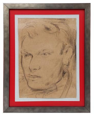 Houtskooltekening van de Belgische graficus René De Lannoy