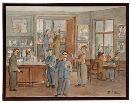 Aquarel , volkscafé van Al. Delfosse kopen