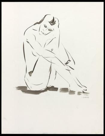 Tekening van Irénée Duriez, naakte dame