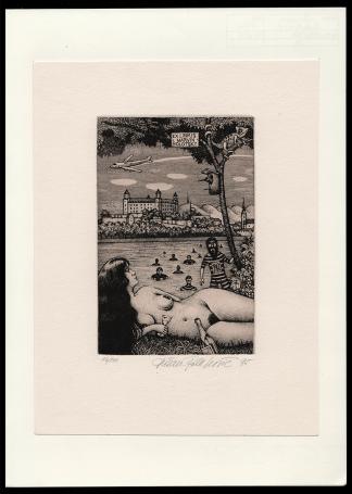 Dusan Polakovic met een gesigneerd grafisch kunstwerk