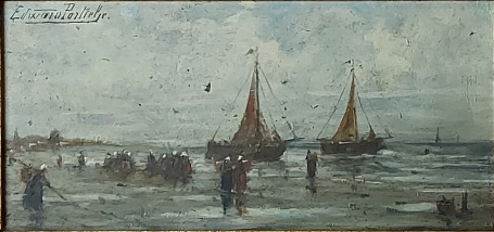 Boten op het strand van de Belgische schilder Edward Portielje kopen