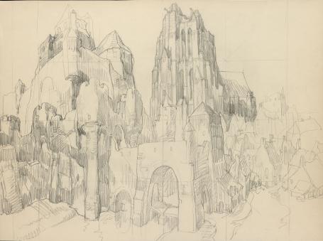 Potloodtekening van Edmond Van Dooren