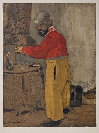 Edouard Vuillard met portret van Henri de Toulouse-Lautrec 