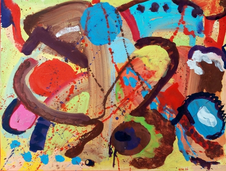 EKVIN Walter met een abstract kunstwerk uit 1968