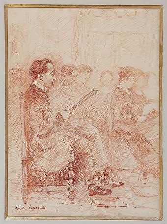 Sanguine tekening aankopen van Emile Lecomte