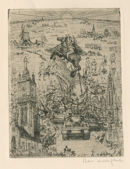 Belgische etser R. Malfliet met een ets