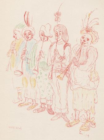 Litho van James Ensor uit 1929,  16. Musiciens II