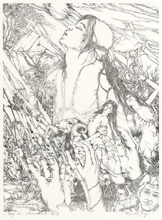 Ronald Ergo met grafisch werk uit 1979