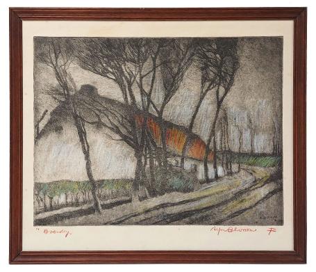 Opgehoogde litho van de Belgische graficus Alfons Blomme kopen