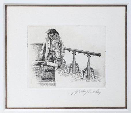 Gesigneerde ets van de Belgische etser Jef Van Grieken