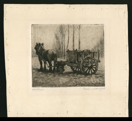 Belgische etser R. Malfliet met een ets