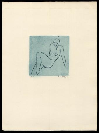 Ets, naakte vrouw van de Mechelse graficus Léon Smets