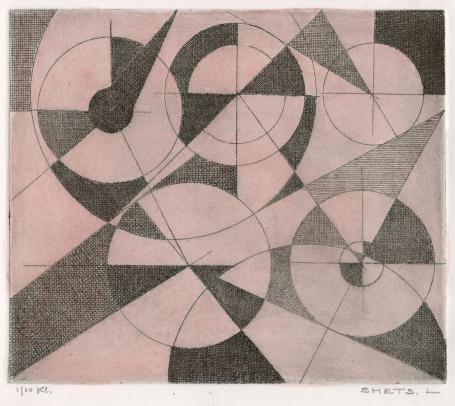 Een gesigneerde abstracte ets van Léon Smets